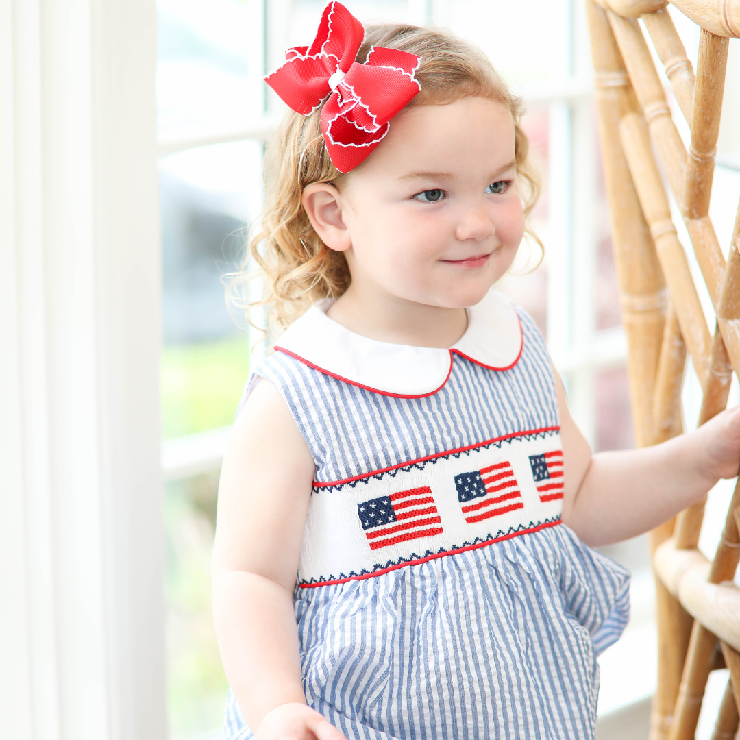 Smocked Seersucker Flag Bubble