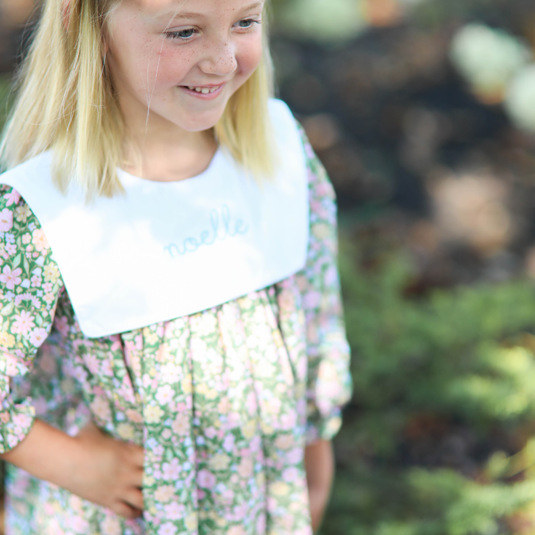 Green Floral Bib Dress