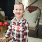 Smocked Christmas Tartan Shortall
