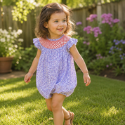 Patriotic Smocked Floral Bubble