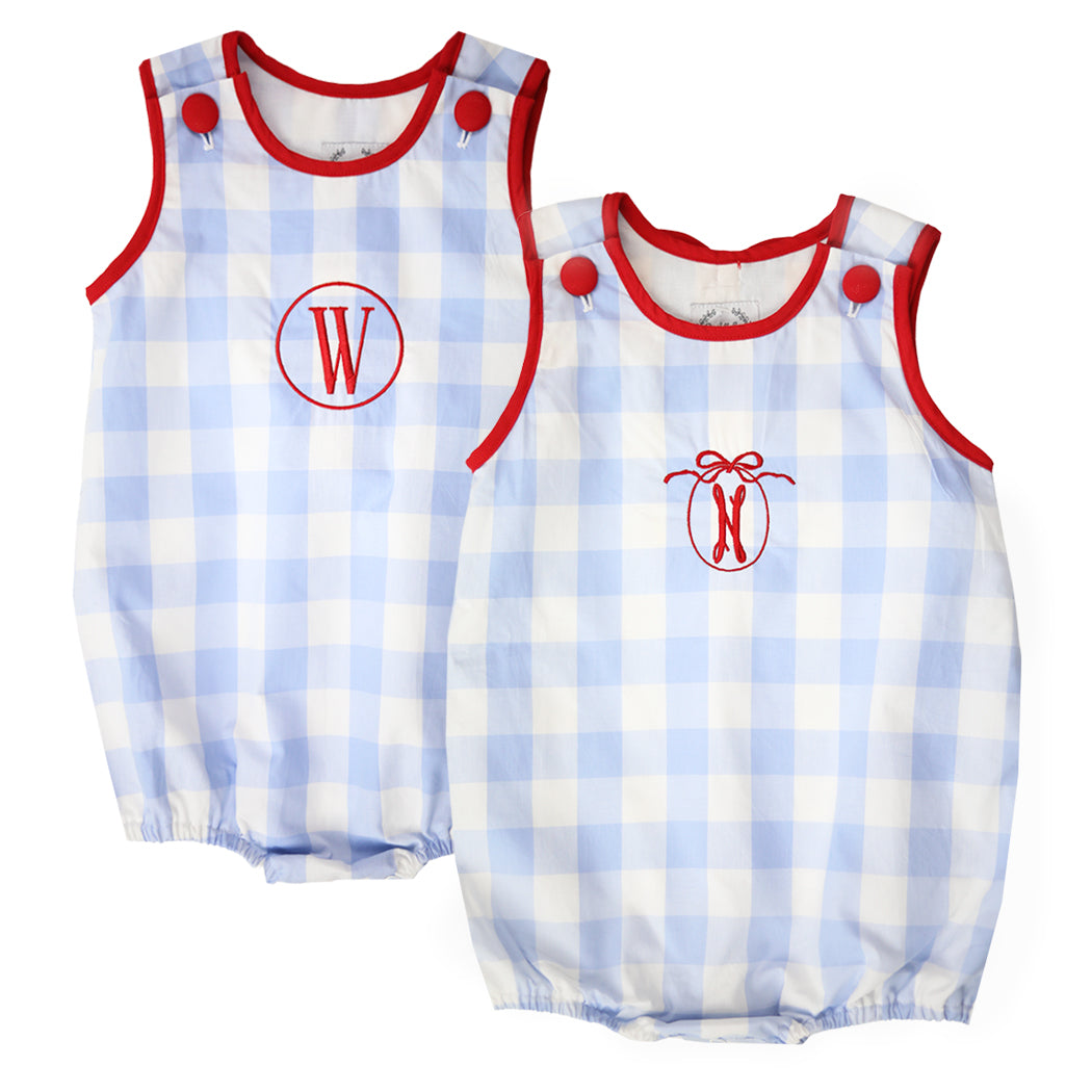 Patriotic Baby Blue Gingham Bubble