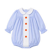 Girls Blue Gingham Pumpkin Bubble