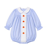 Girls Blue Gingham Pumpkin Bubble
