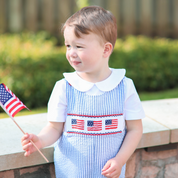 Smocked Seersucker Flag Shortall