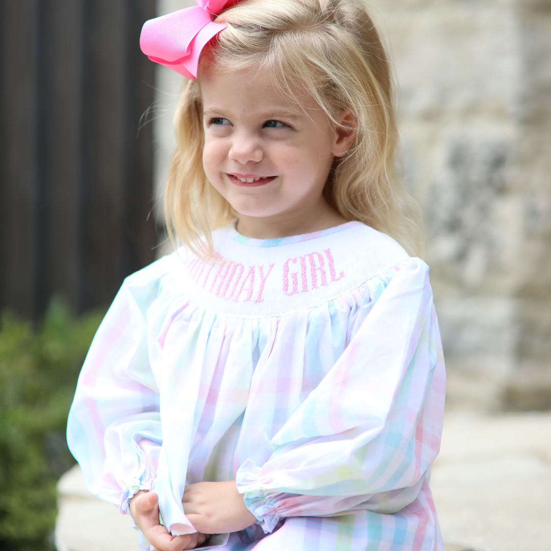 Birthday Girl Rainbow Plaid Bloomer Set