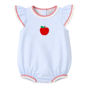 Blue Gingham Apple Ruffle Bubble