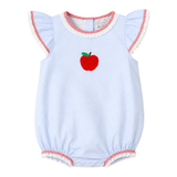 Blue Gingham Apple Ruffle Bubble