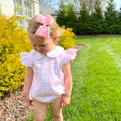 Girls Pink Gingham Ruffle Bubble