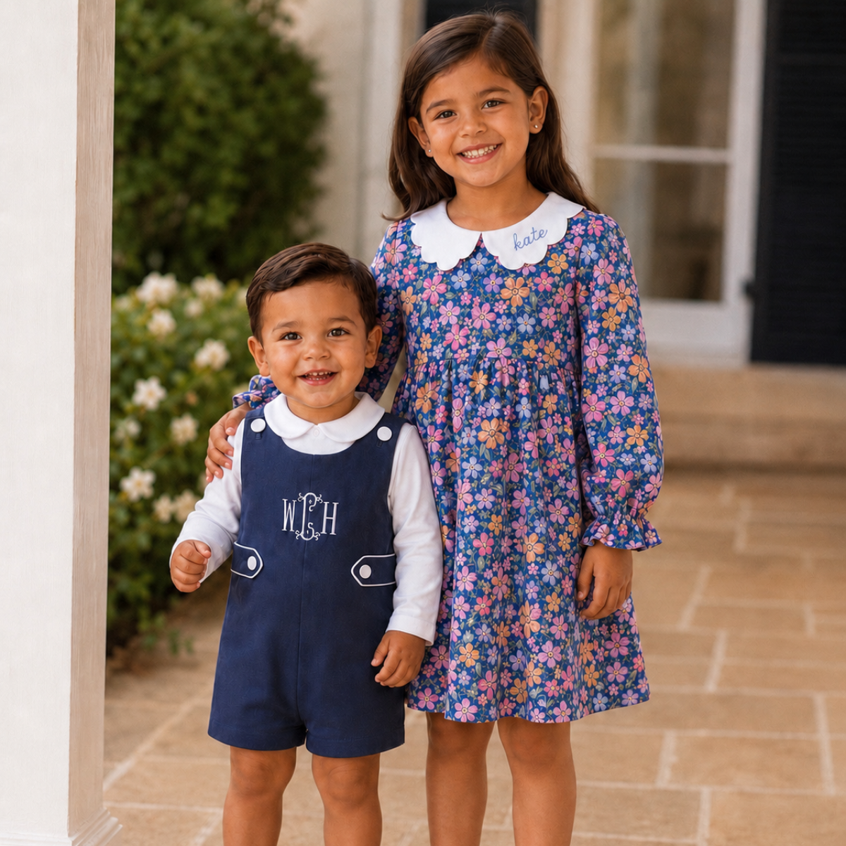 Girls Navy Floral Dress