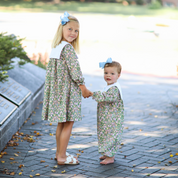 Green Floral Bib Dress