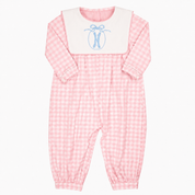 Girls Pink Gingham Bib Romper
