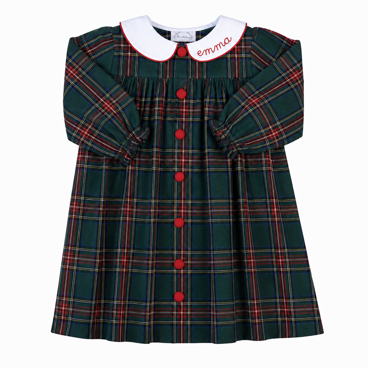 Christmas Green Tartan Button Dress