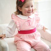 Pink Corduroy Ruffled Romper