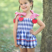Smocked Apple Tie Strap Bloomer Set
