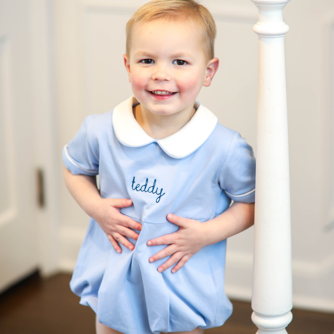 Baby Blue Laine Short-Sleeve Bubble Bodysuits