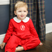 Valentine's Day Red Corduroy Unisex Romper