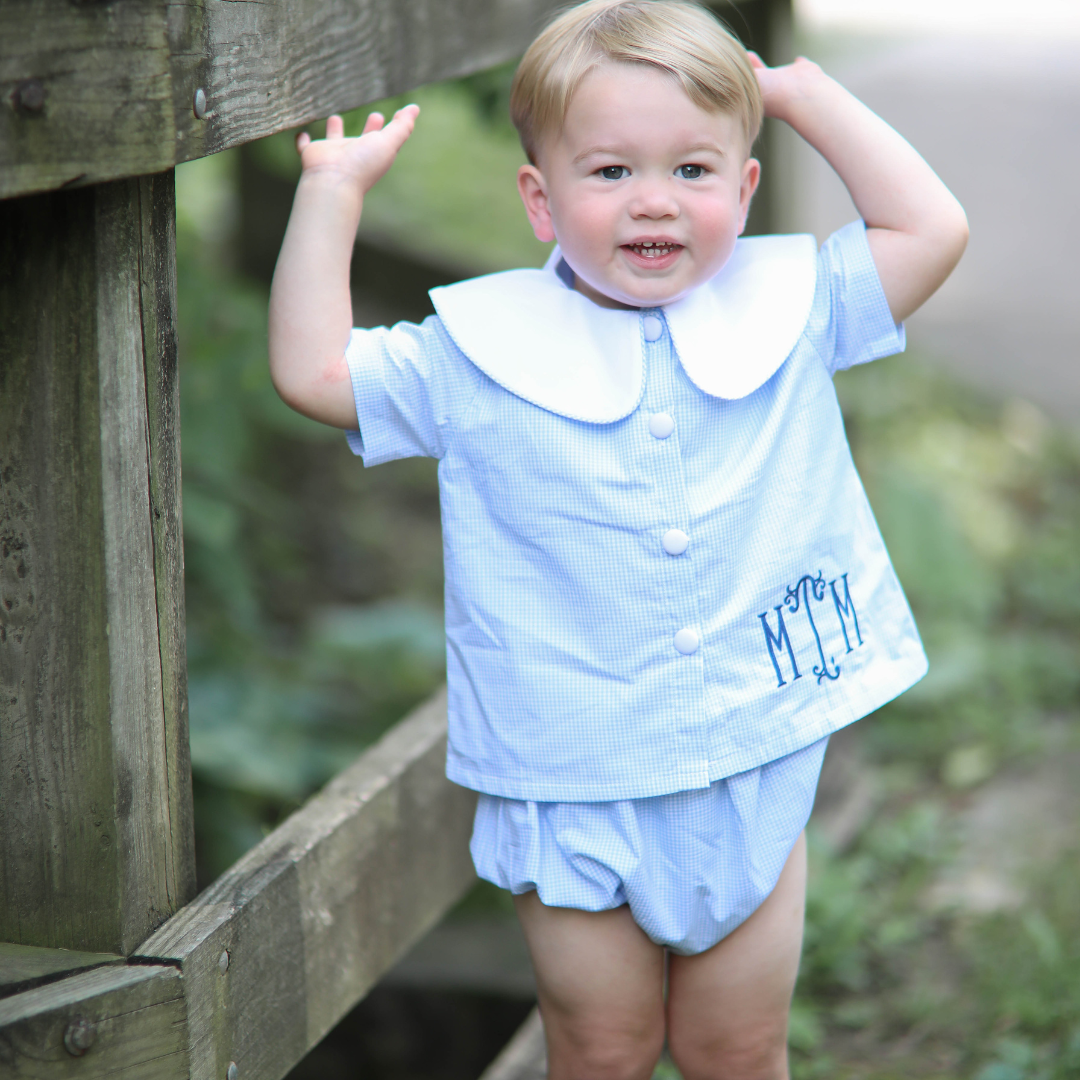 Blue Gingham Bloomer Set