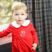 Valentine's Day Red Corduroy Unisex Romper