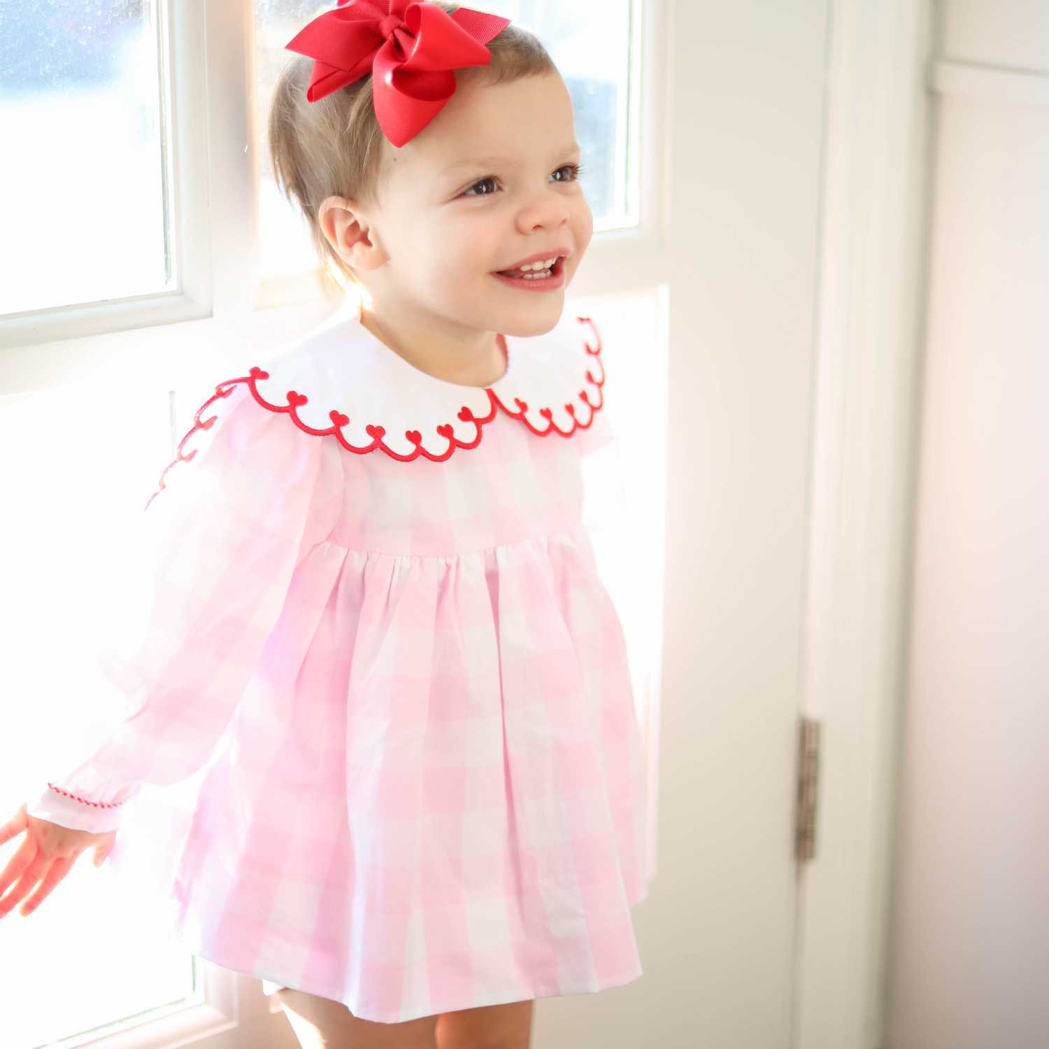 Pink Gingham Heart Swing Set