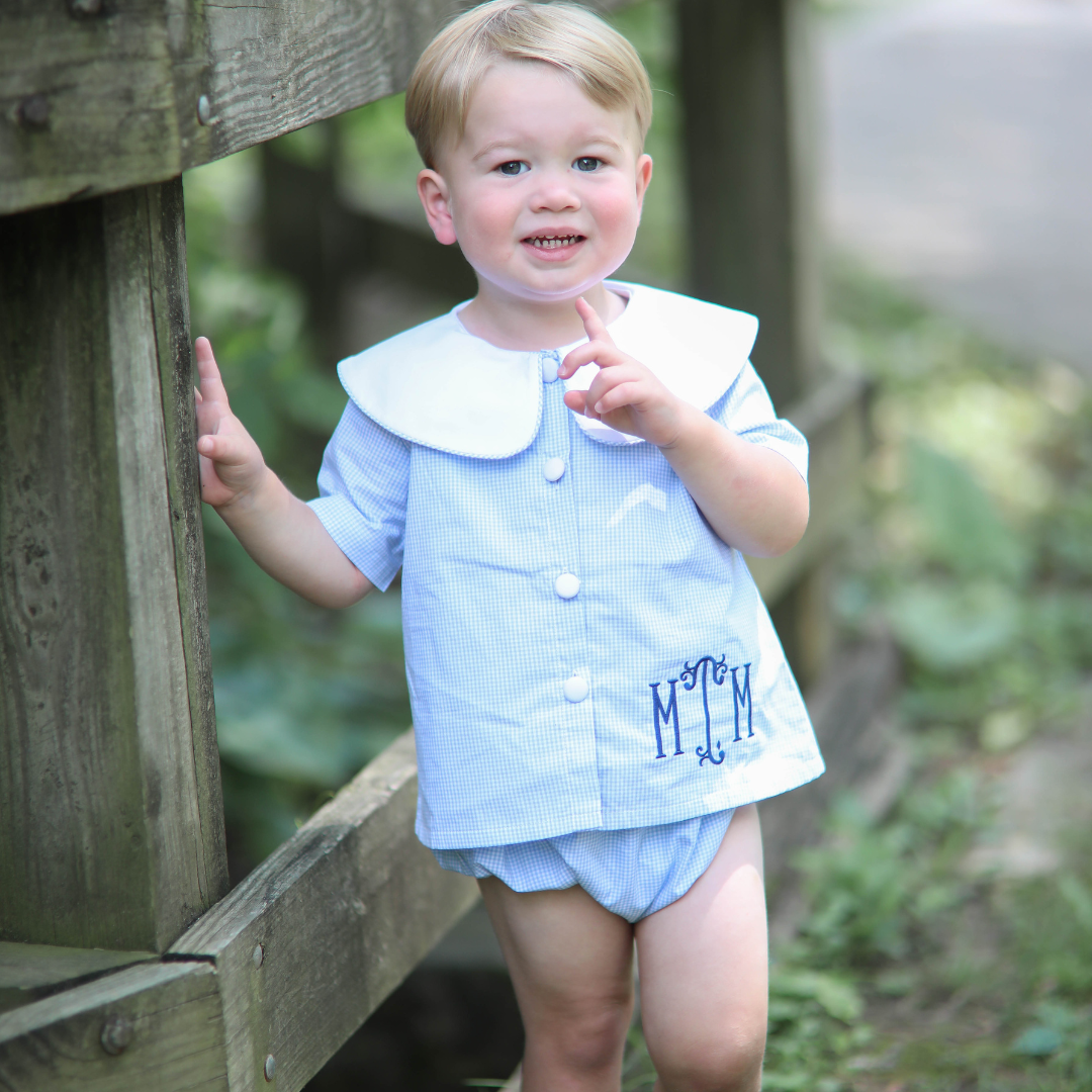 Blue Gingham Bloomer Set