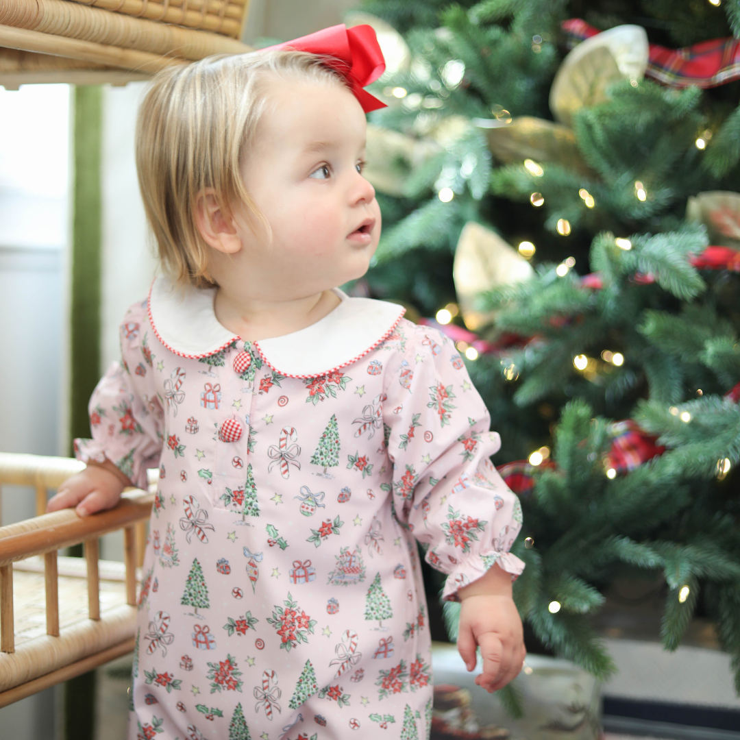 Pink Christmas Scene Romper