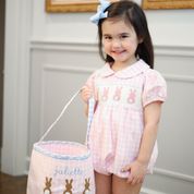 Pink Gingham Smocked Easter Bunny Bubble