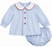 Blue Gingham Collared Swing Set with Hearts