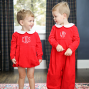 Valentine's Day Red Corduroy Unisex Romper