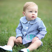 Louis Navy Gingham Long Sleeve Bloomer Set