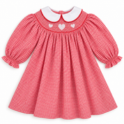 Red Gingham Heart Smocked Dress