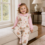 Christmas Pink Gingerbread Ruffle Romper