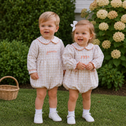 Girls Autumn Khaki Gingham Bubble