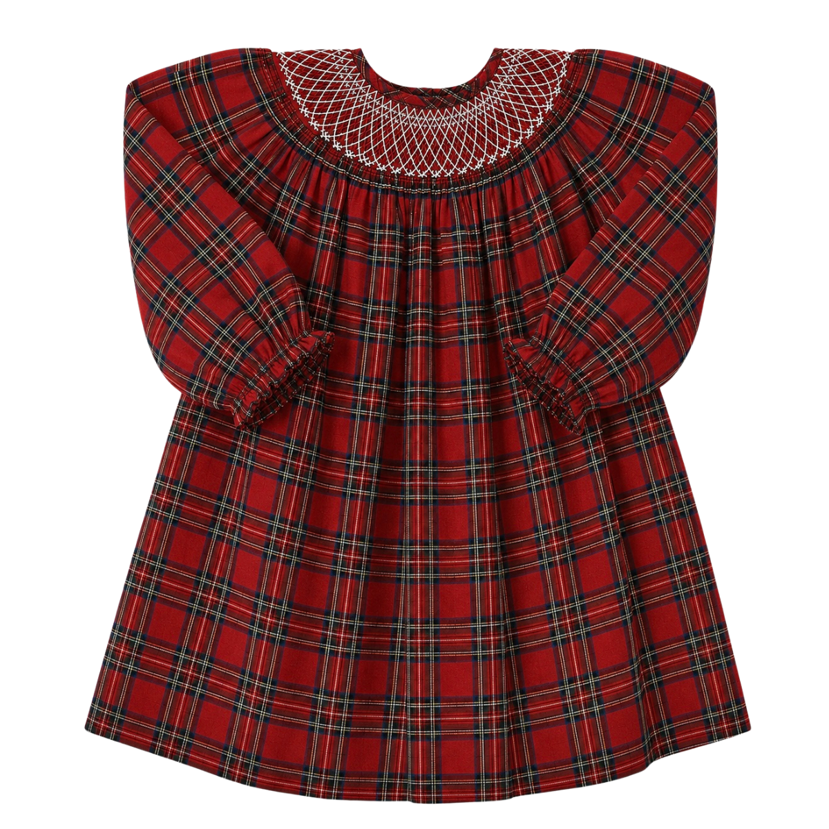 Christmas Red Tartan Smocked Dress