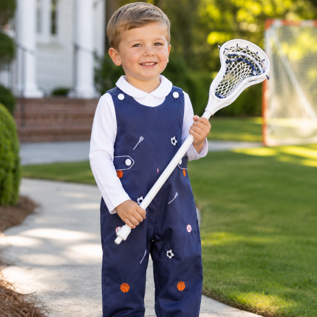 Navy Oxford Sports Romper