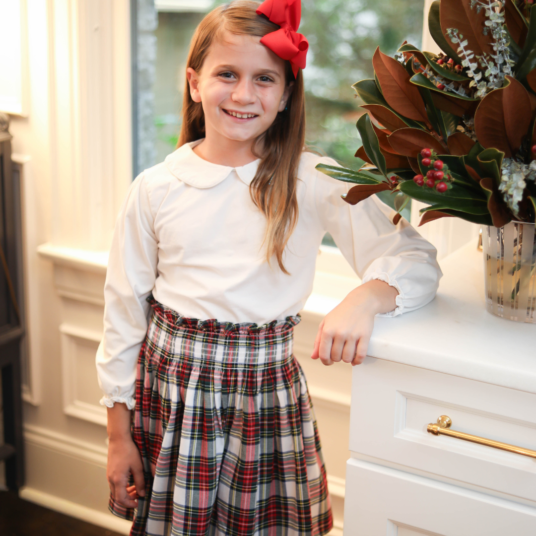 Christmas Tartan Smocked Skirt