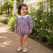Girls Navy Floral Bubble