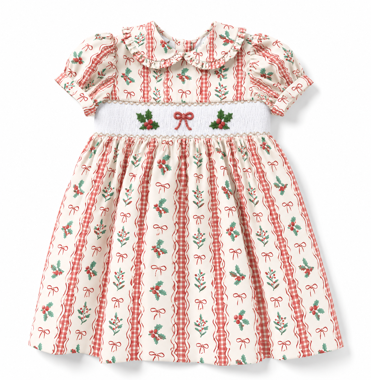 Christmas Smocked Holly Dress