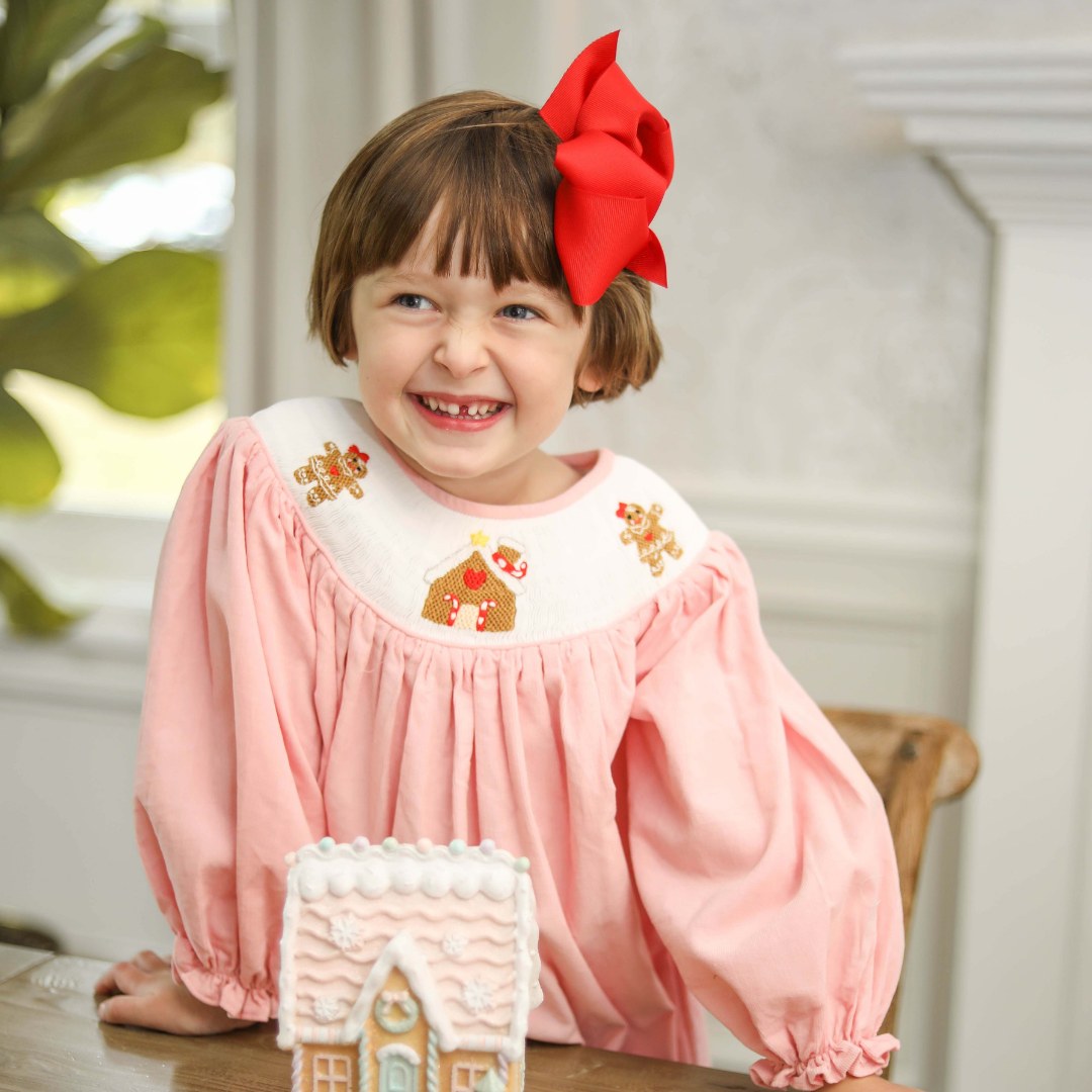 Christmas Pink Gingerbread Smocked Dress | Perfect Holiday Outfit for Girls The Bella Bean Christmas Pink Gingerbread Smocked Dress | Perfect Holiday Outfit for Girls The Bella Bean