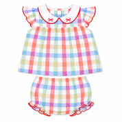 Schoolhouse Plaid Swing Set with Bow Embroidery