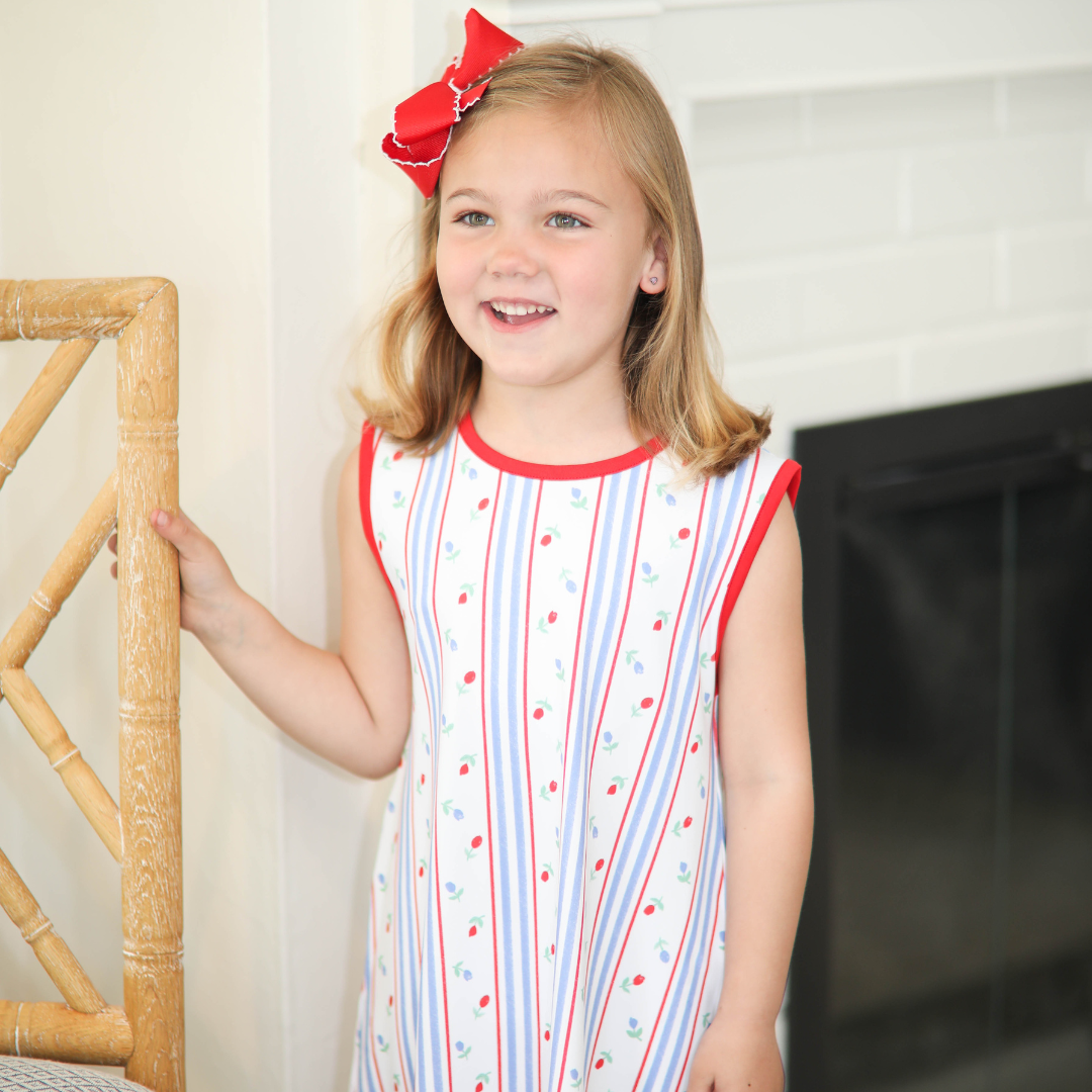 Patriotic Floral Sleeveless Dress