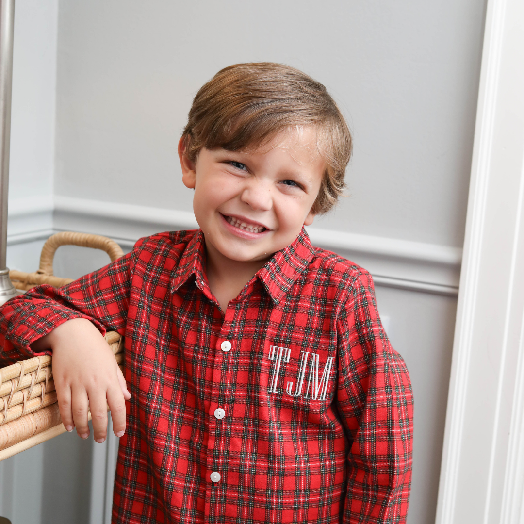 Christmas Plaid Button-Down Shirt