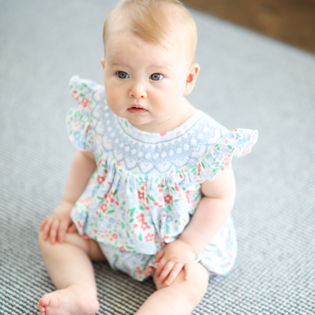 Annie Smocked Floral Bubble