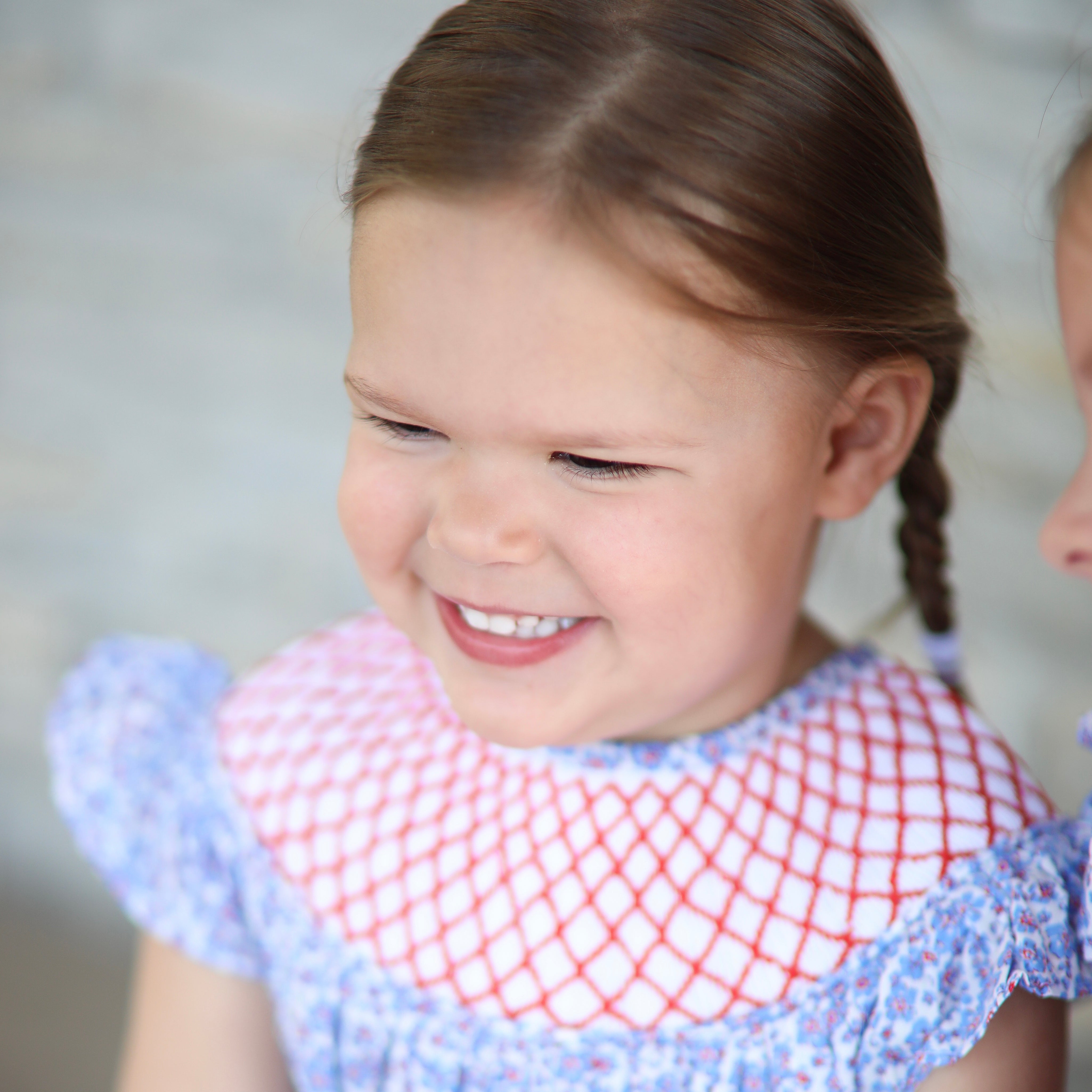 Patriotic Smocked Floral Dress