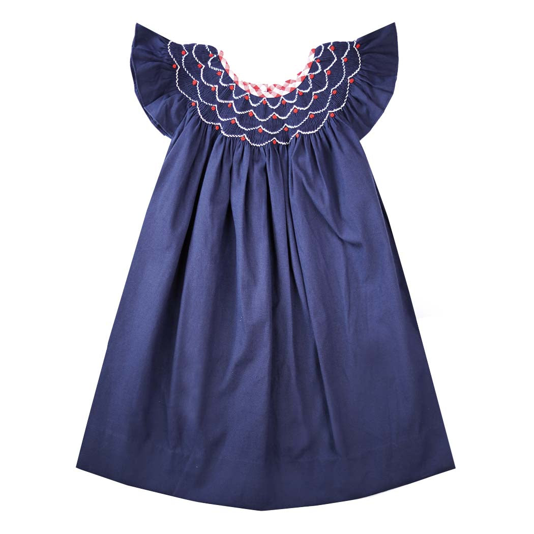 Navy Smocked Patriotic Dress
