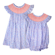 Patriotic Smocked Floral Bubble