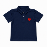 Back to School Navy Apple Polo