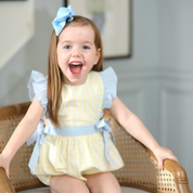 Yellow Gingham Girls Side Tie Bubble