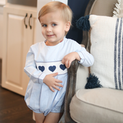 Smocked Navy Heart Bubble
