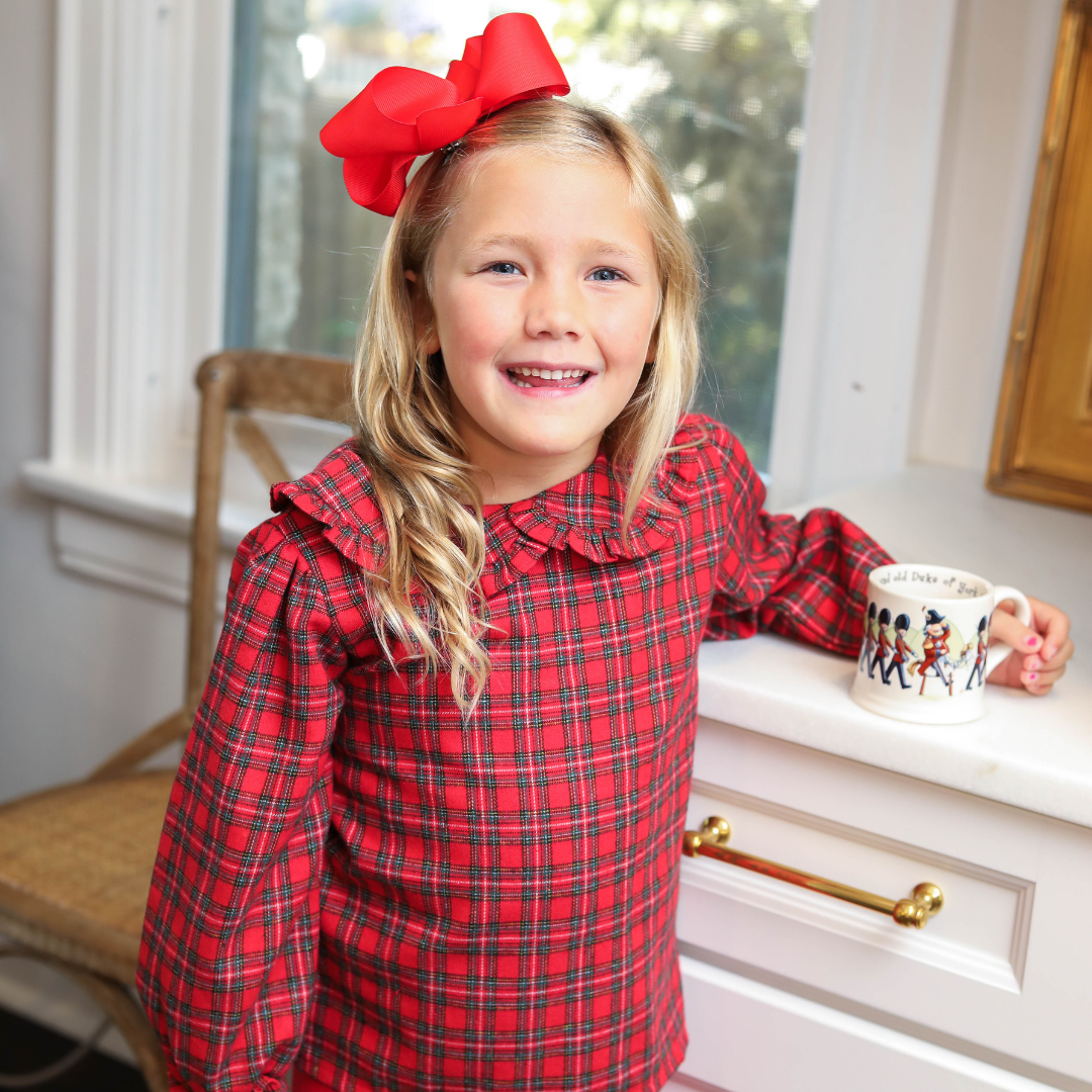 Girl Christmas Plaid Top