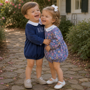 Girls Navy Floral Bubble